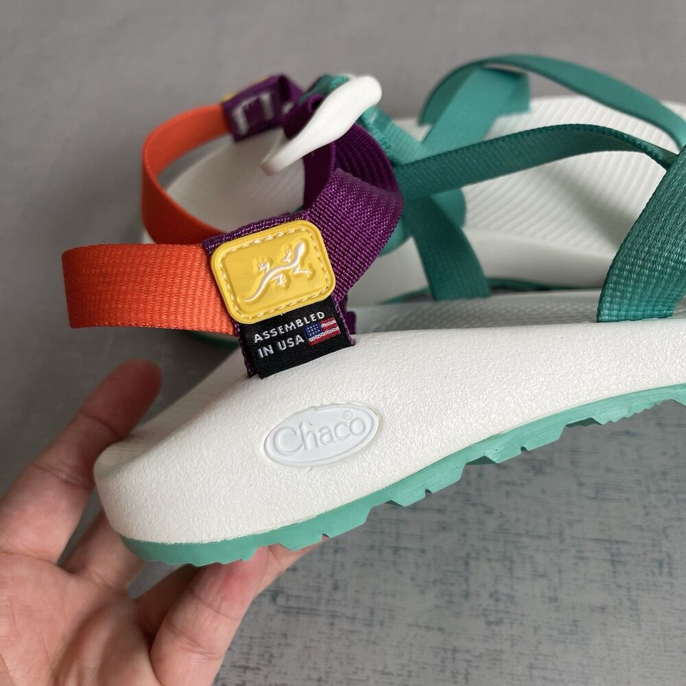 Chaco Women's Aura Z/1 Adjustable Strap Wide-Width Sandal 9 Wide - Green /White - Picture 9 of 12
